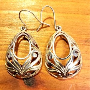 Flourish, Sterling silver teardrop earrings